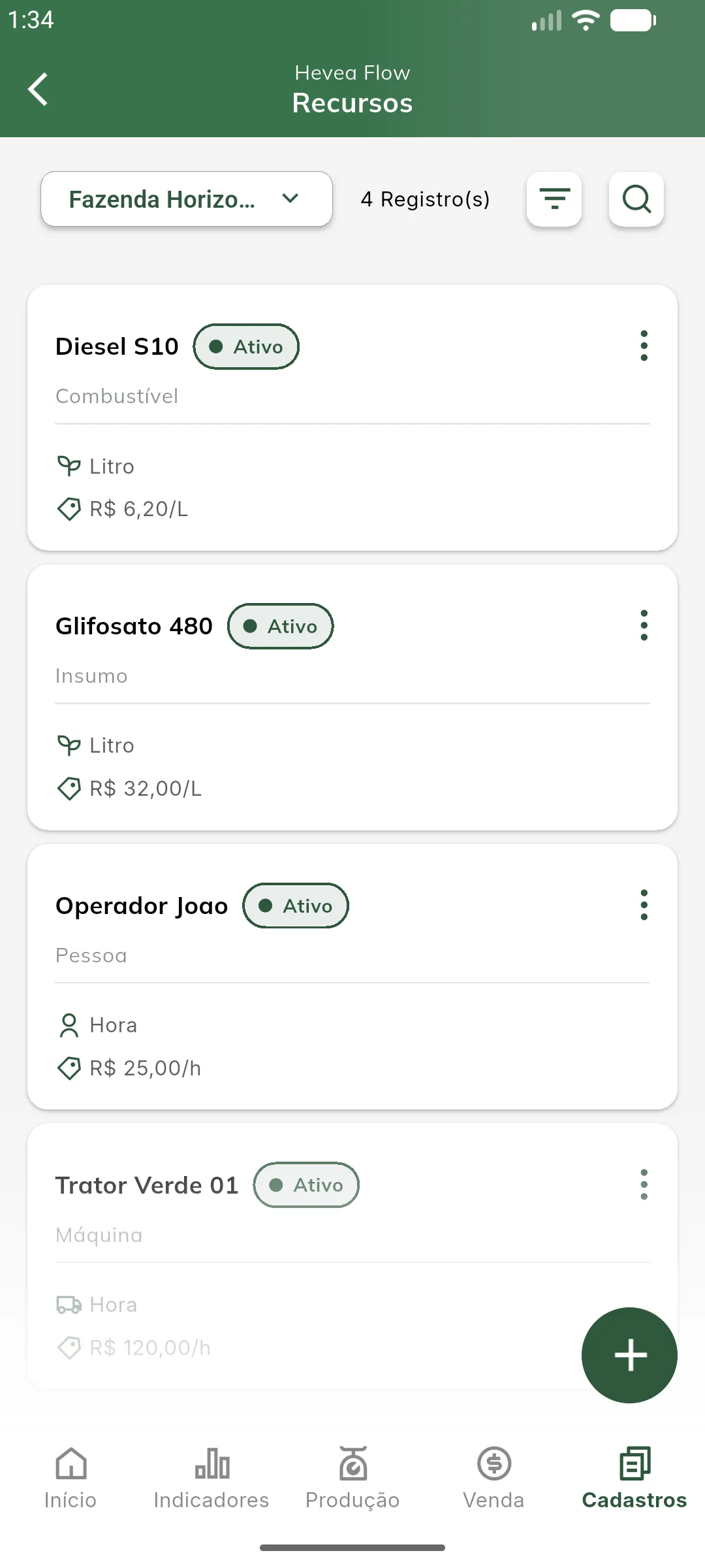 Listagem de recursos Listagem de recursos