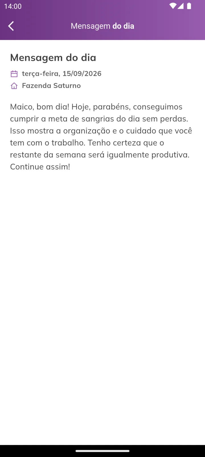 Detalhe de uma mensagem do dia