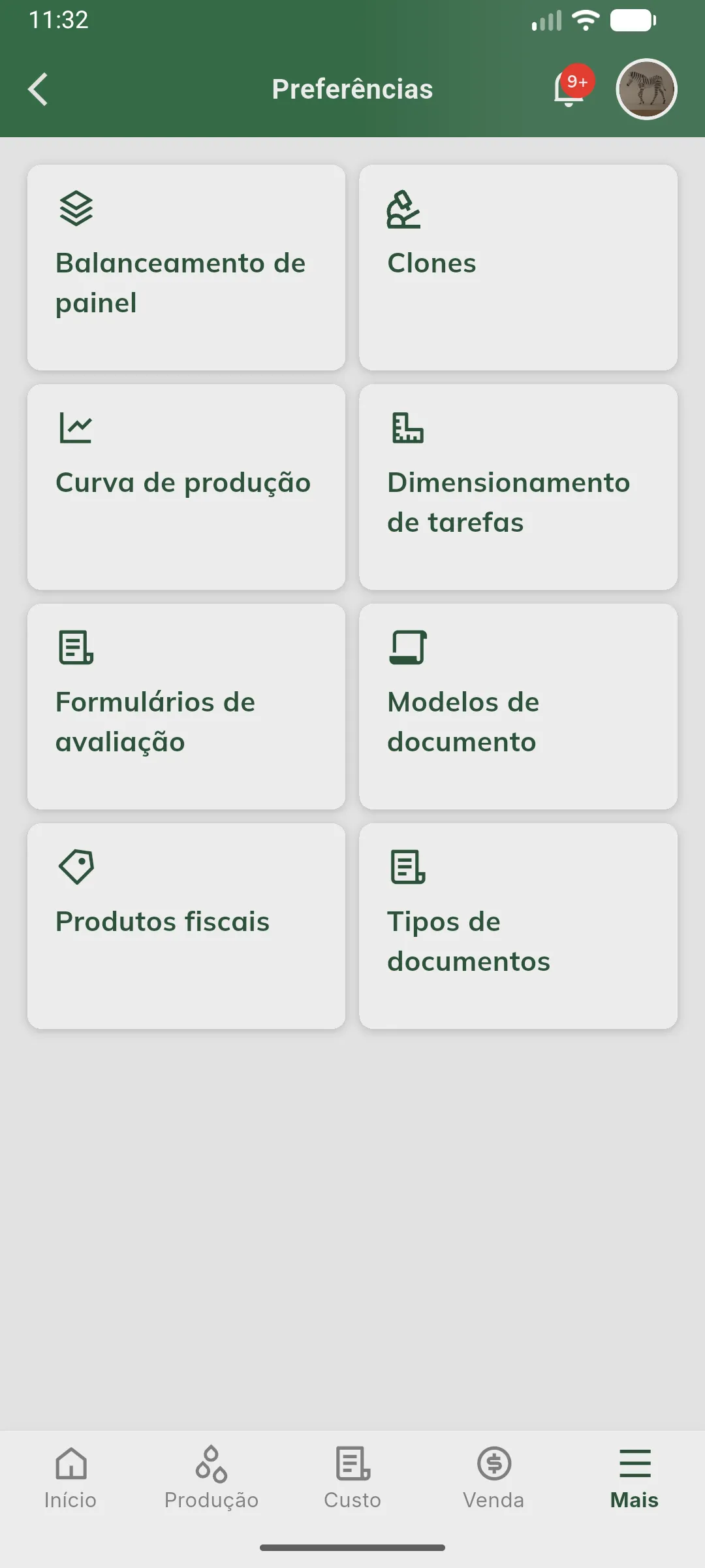 Acessar os produtos fiscais