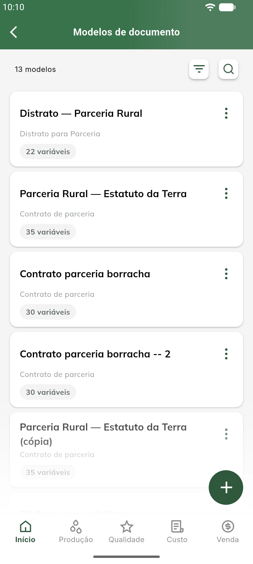 Lista de modelos com o modelo de sistema Distrato — Parceria Rural