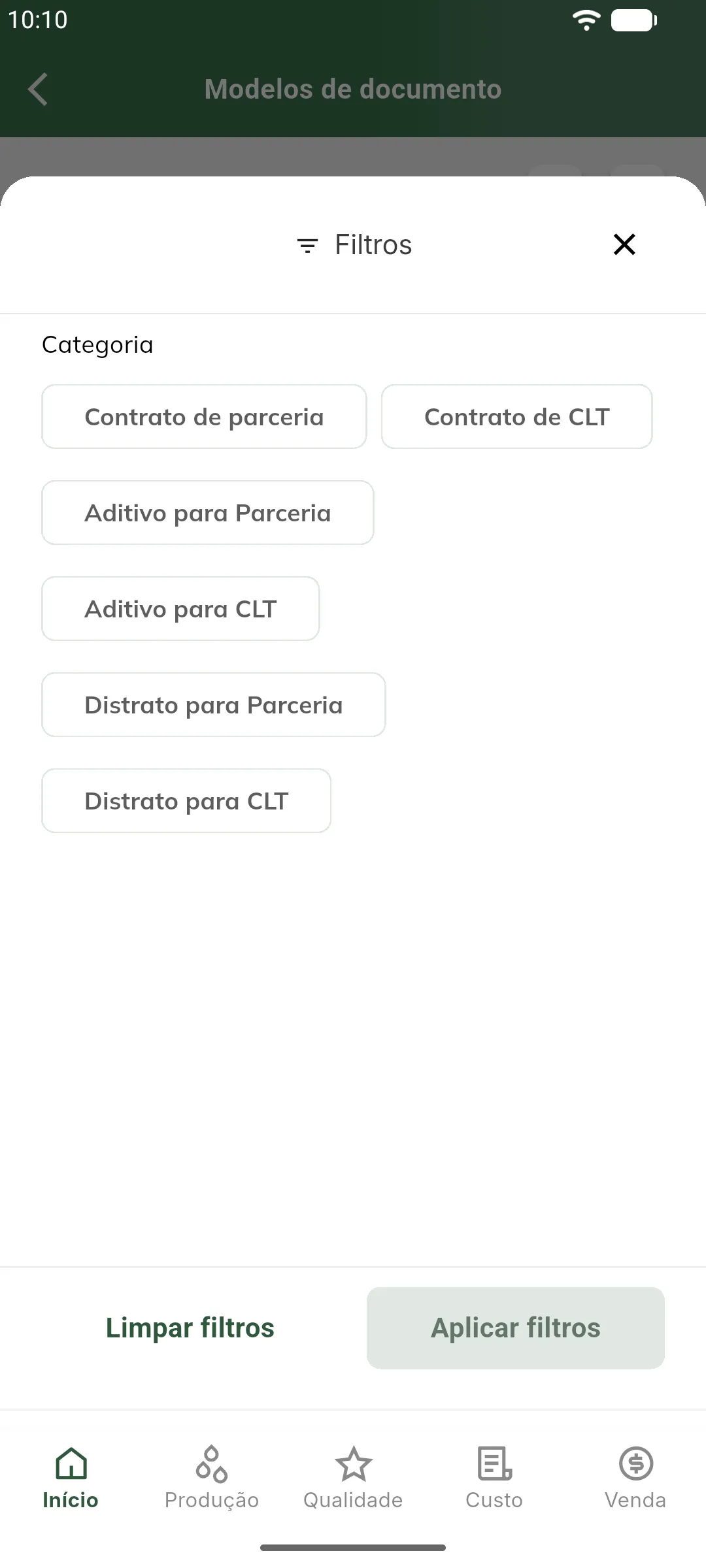 Filtro de modelos por categoria