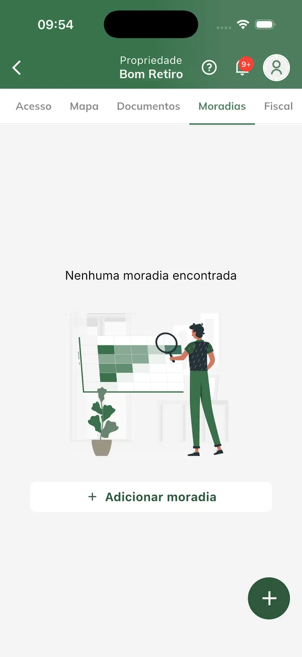 Lista de moradias vazia