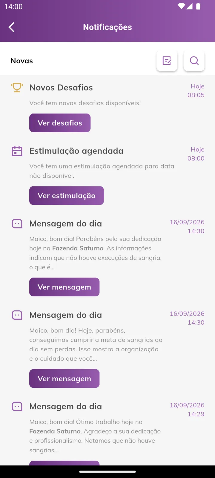 Notificações do aplicativo