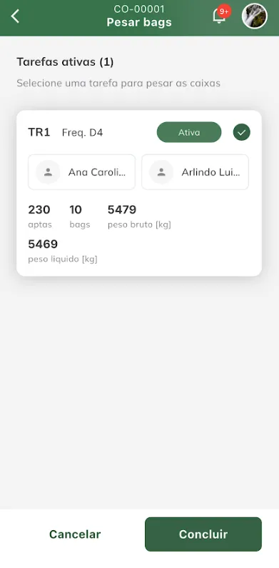 Concluir pesagem da coleta