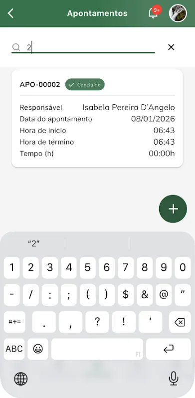 Pesquisar apontamento