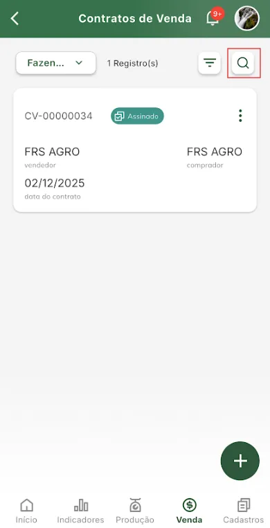 Iniciar pesquisa de contrato