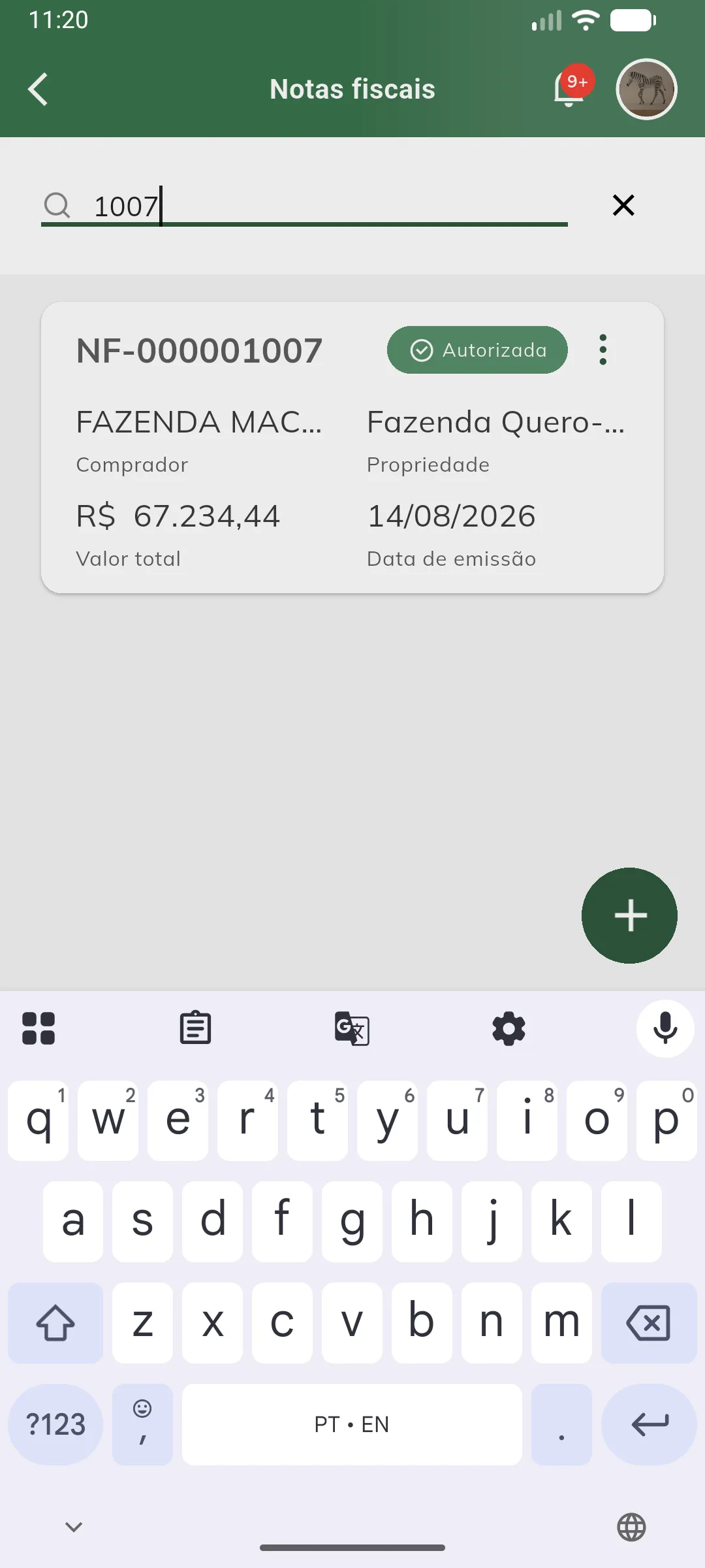 Pesquisa de notas fiscais