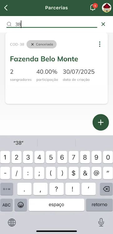 Tela: pesquisar pela parceria Efetuar pesquisa de parceria