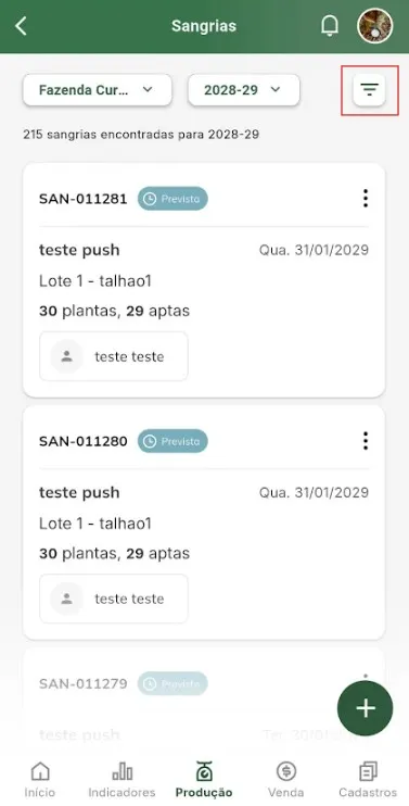 Iniciar pesquisa de sangria