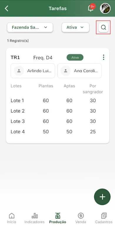 Ícone de pesquisar tarefa