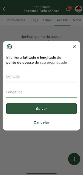 Ponto de acesso por coordenadas