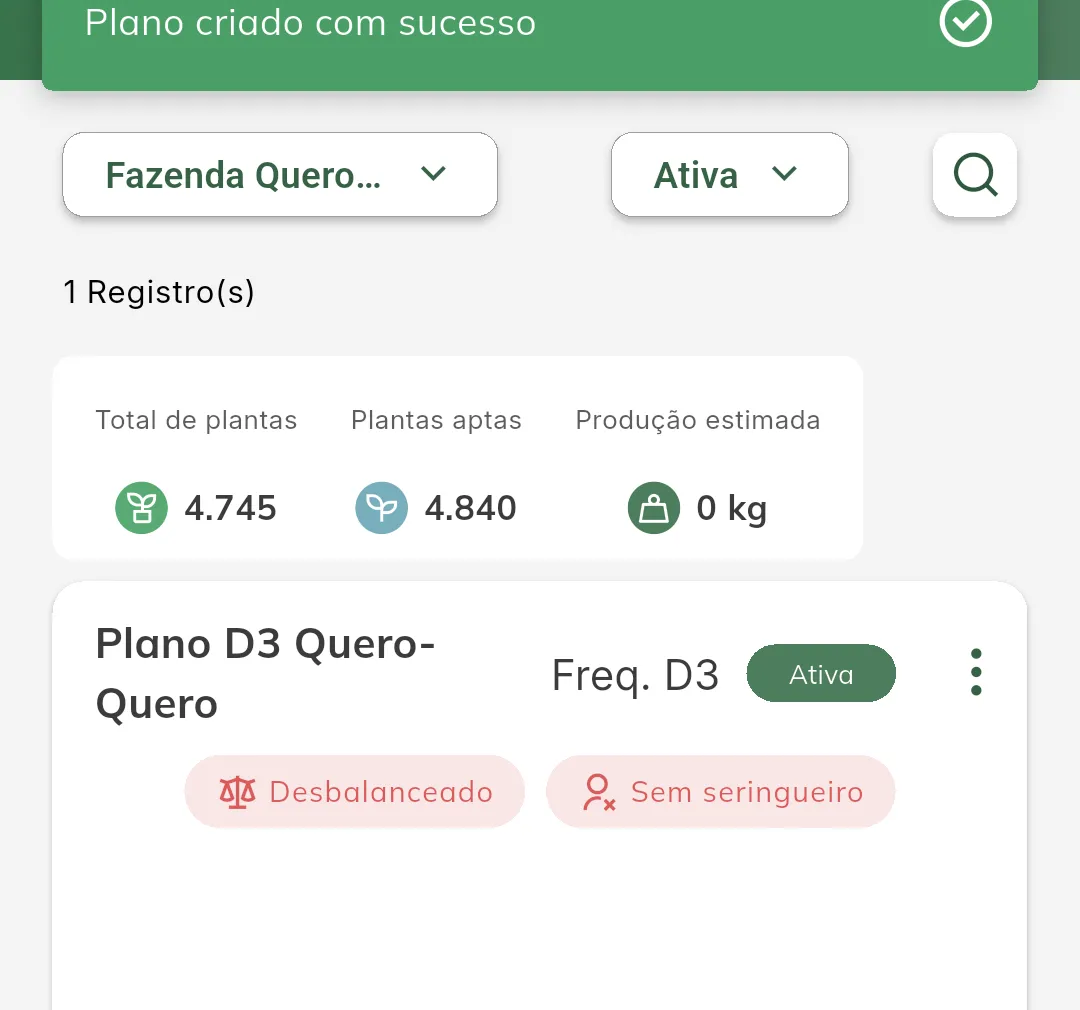 Plano com as etiquetas Desbalanceado e Sem seringueiro