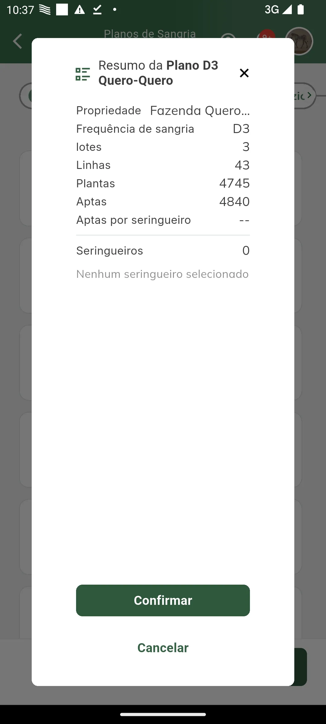 Resumo do plano de sangria