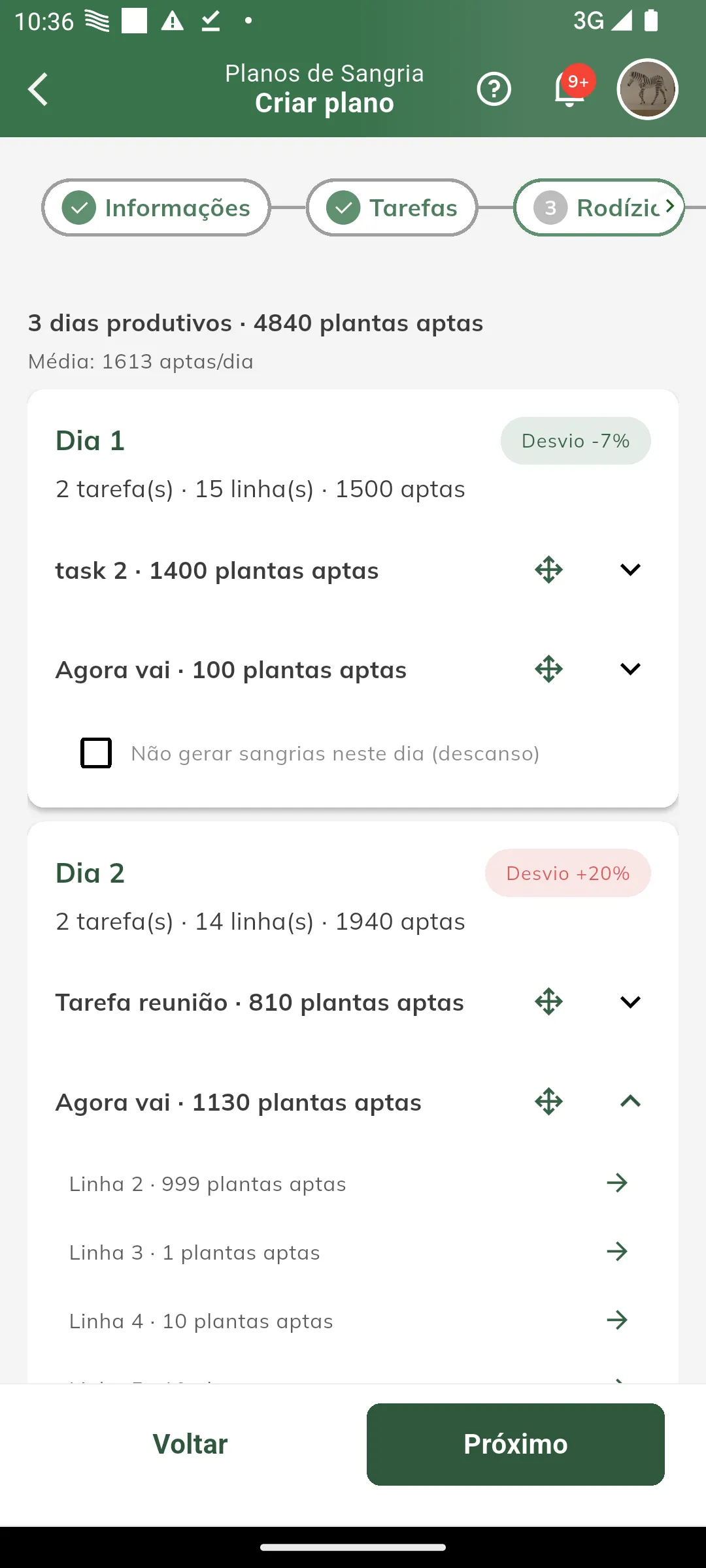 Tarefa dividida entre dois dias