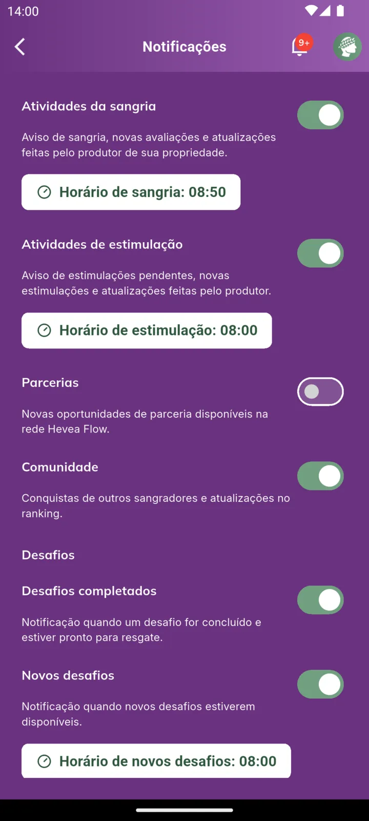 Preferências de notificações