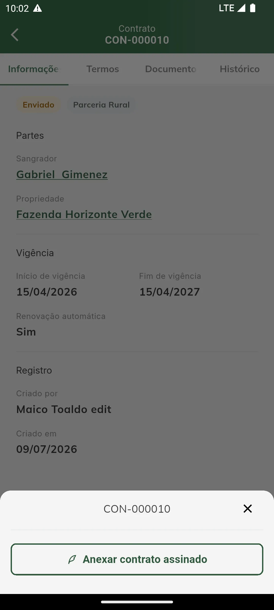 Registrar assinatura manual
