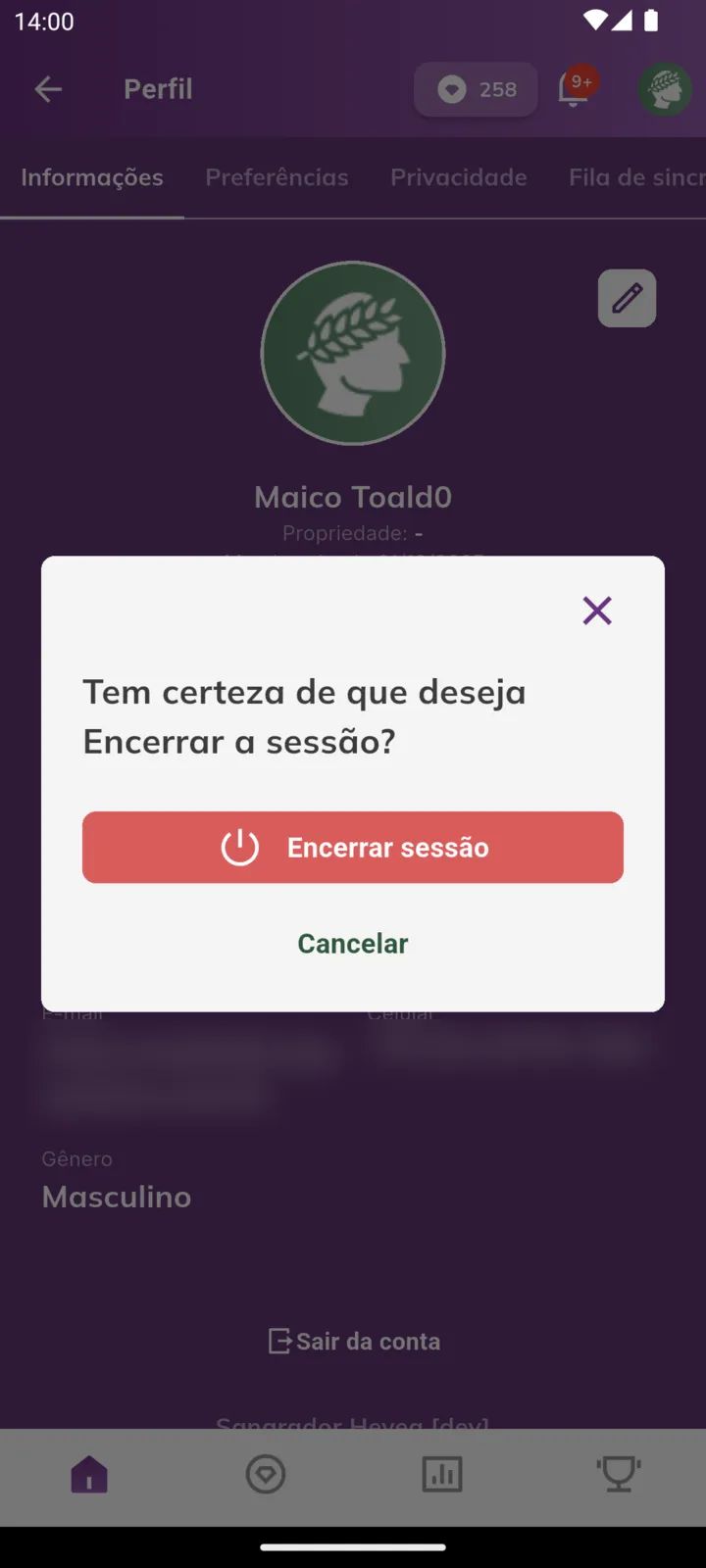 Confirmação para encerrar a sessão
