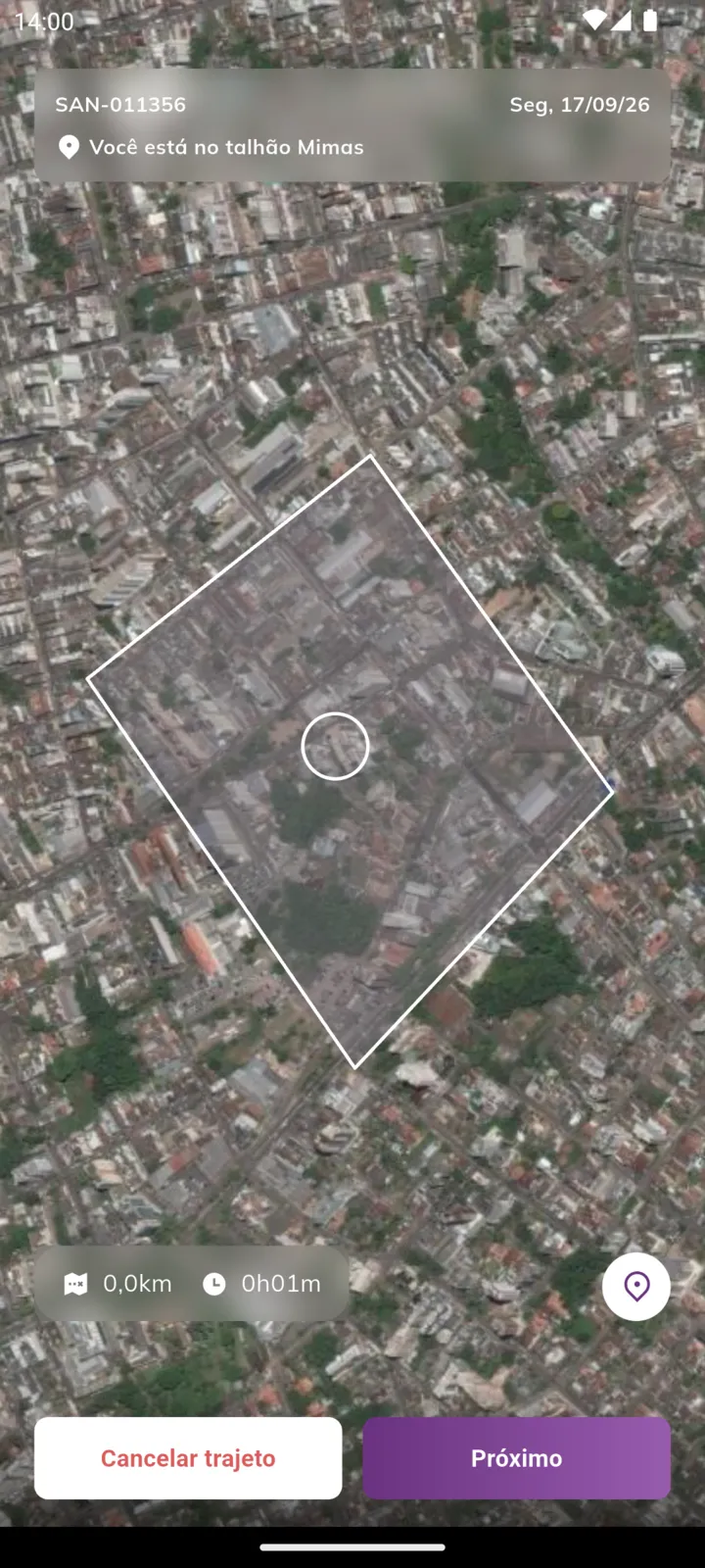 Mapa do rastreamento da sangria
