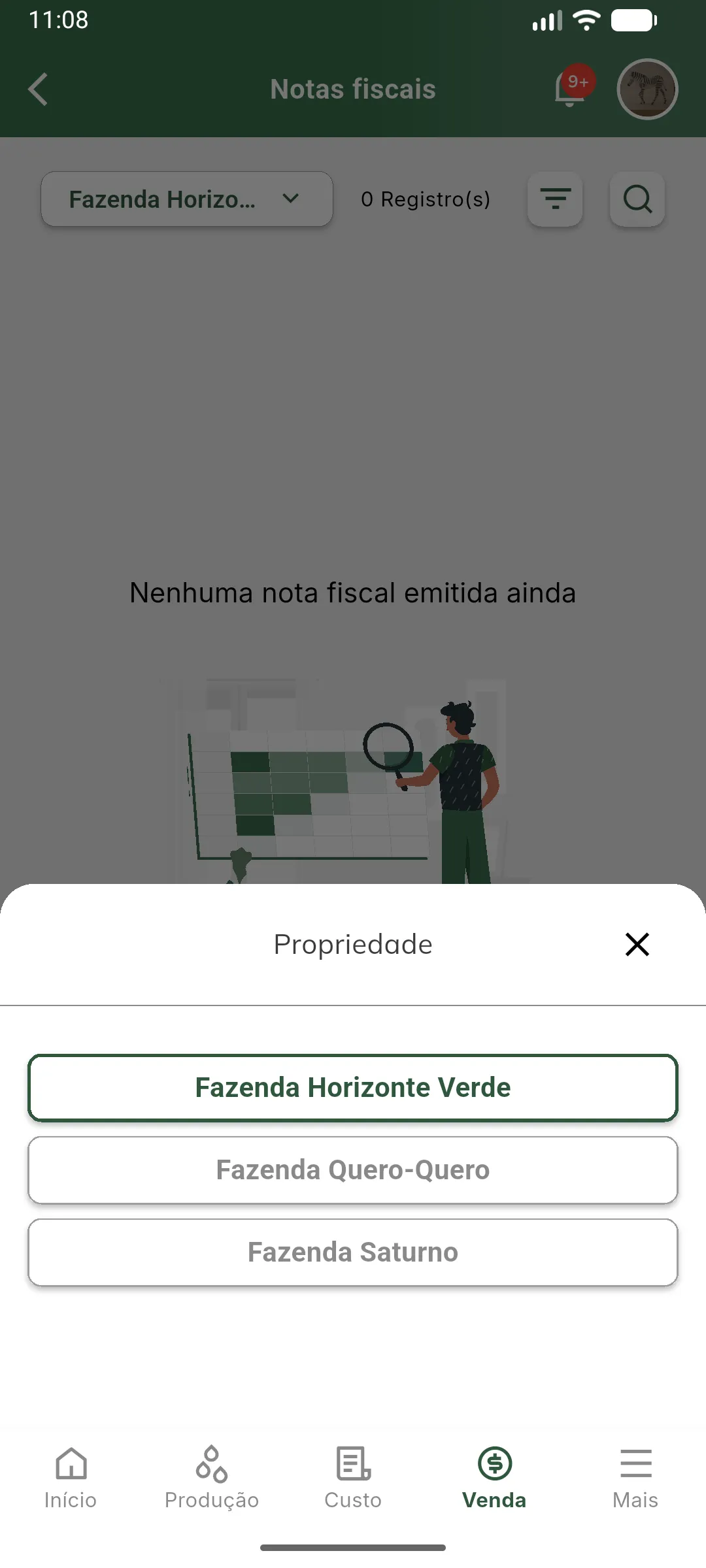 Seletor de propriedade
