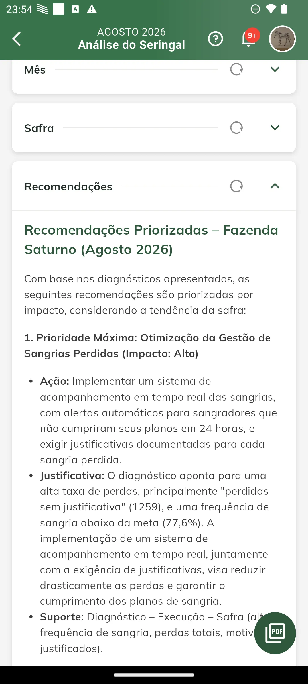 Recomendações priorizadas