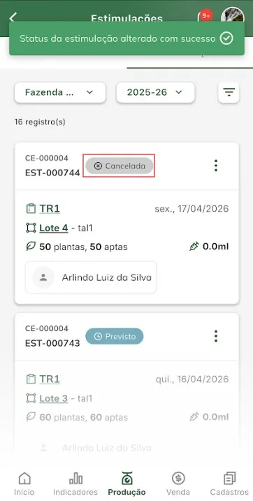 Alteração realizada Alteração realizada