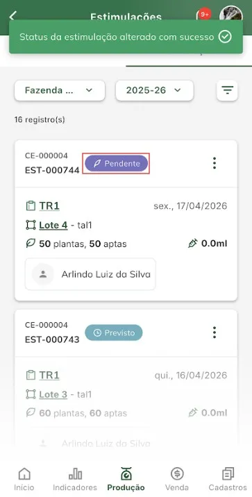 Alteração realizada Alteração realizada