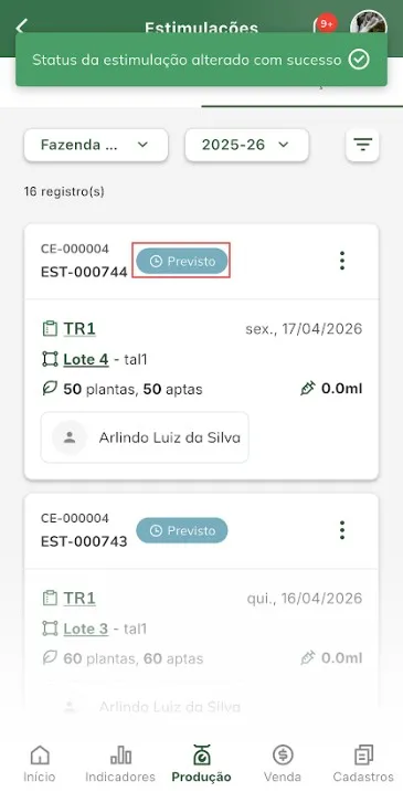 Alteração realizada Alteração realizada