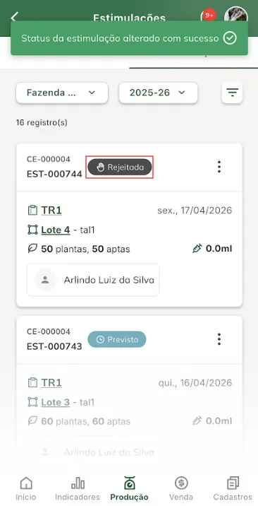 Alteração realizada Alteração realizada