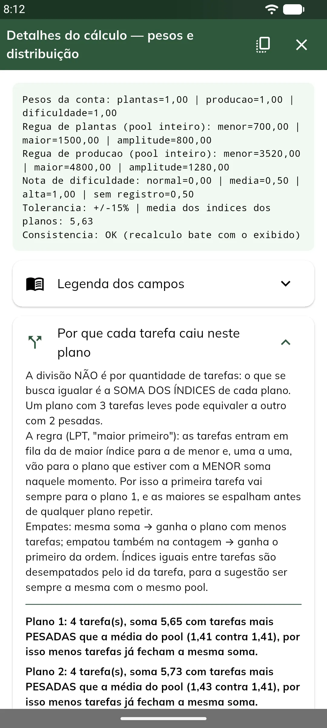 Regra da divisão e resumo por plano