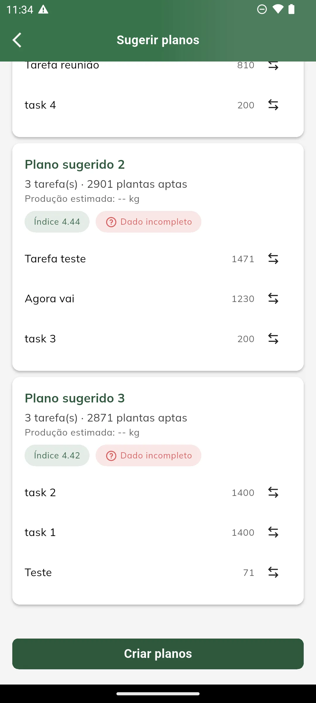 Revisão da sugestão - demais planos