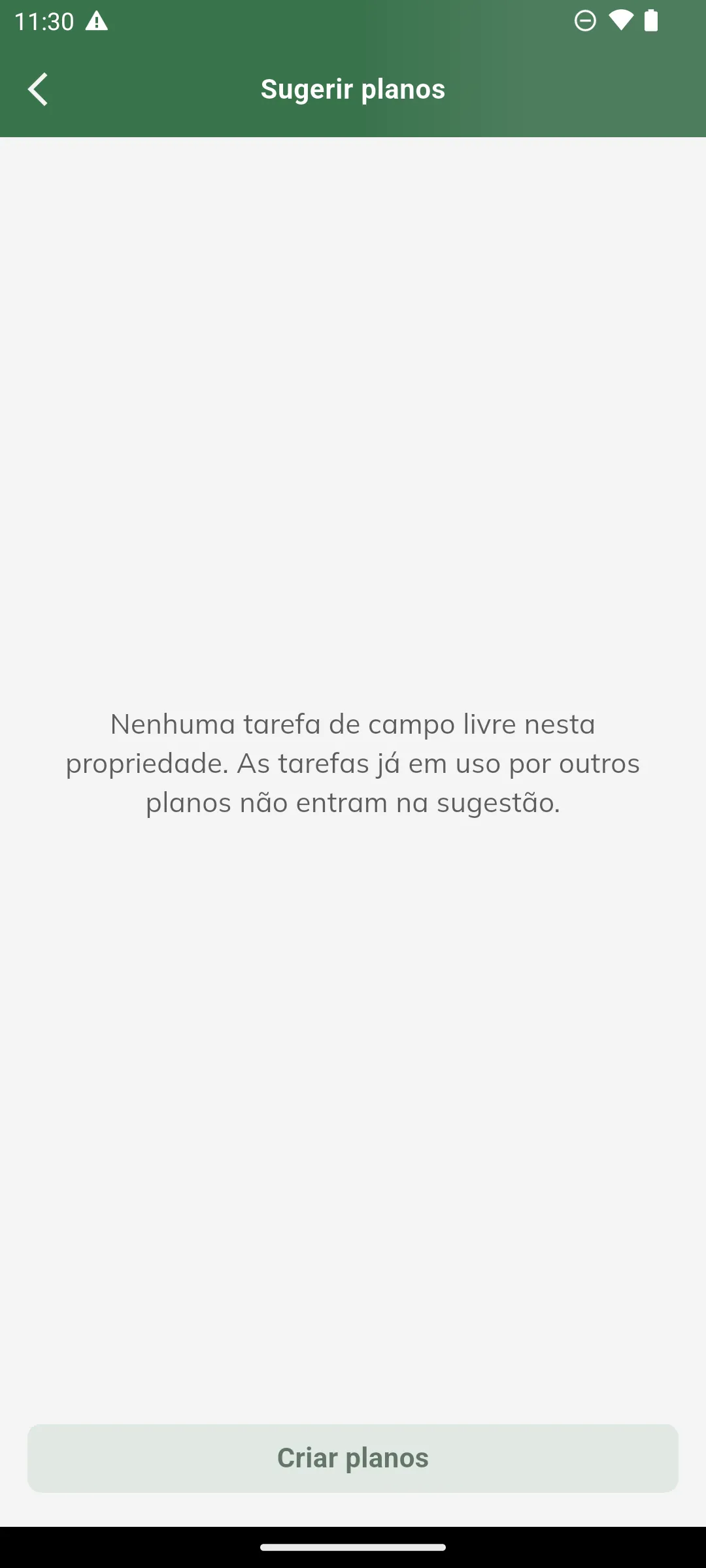 Nenhuma tarefa livre na propriedade
