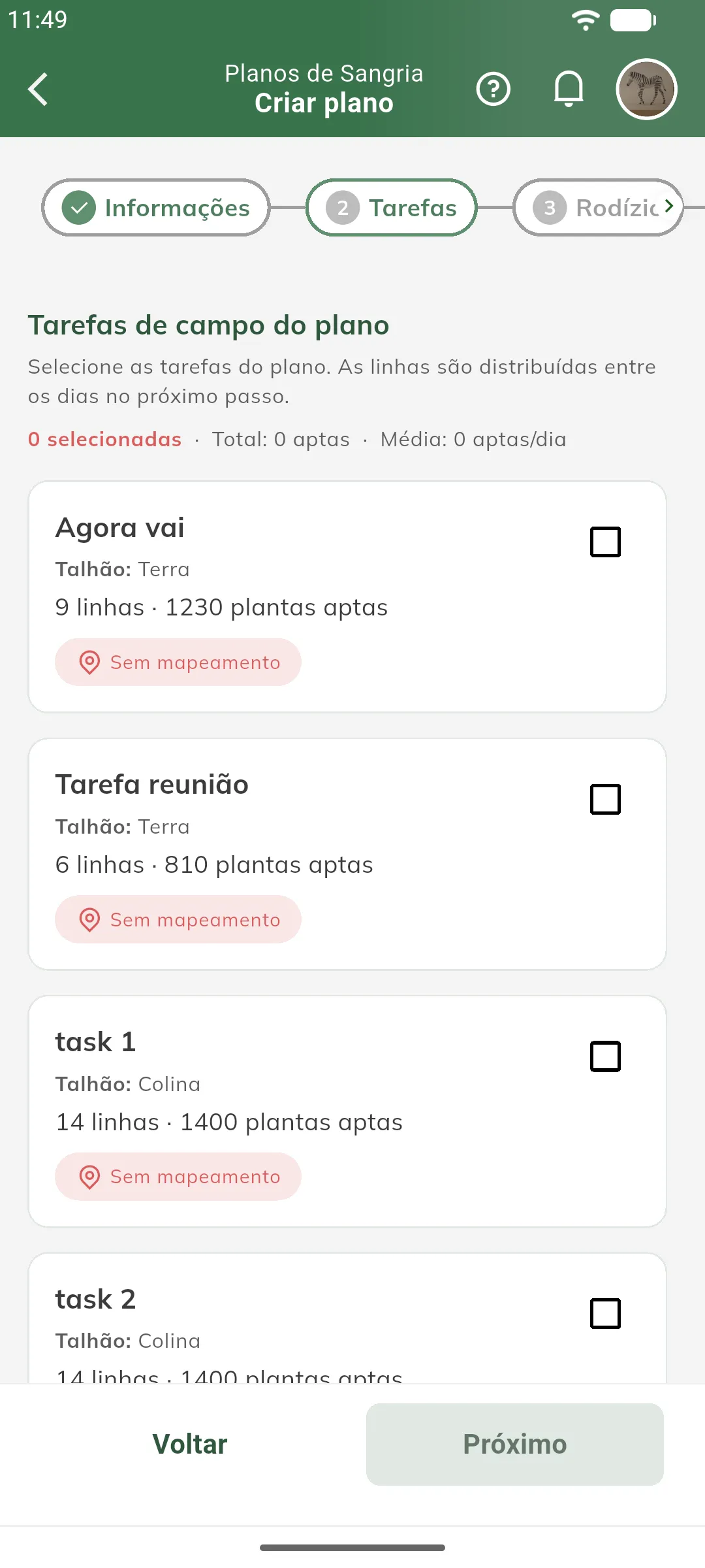 Tarefas do pool com a etiqueta Sem mapeamento