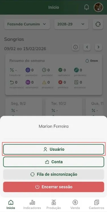 Iniciar cadastro de sangrador