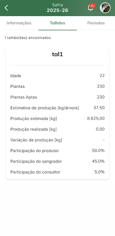 Exibir talhões da safra