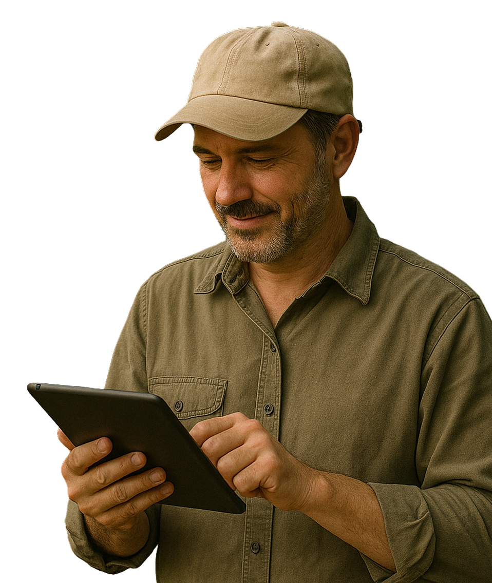 Produtor usando tablet